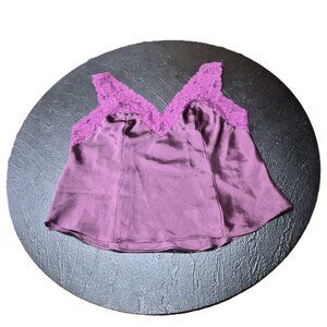 Vintage Y2K Vanity Fair Satin Lace Cami – Purple Slip Top, Size 16 Layering Top